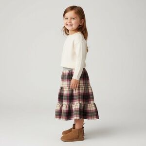 Skirt Flannel Girls 2/3 Pink Plaid Ruffle Tier Long Cotton Mom and Pop's Kids